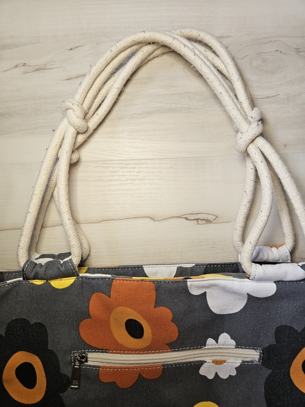 Farmhouse Is My Style Summer Blooms Floral Rope Tote Bag - Picture 4 of 8